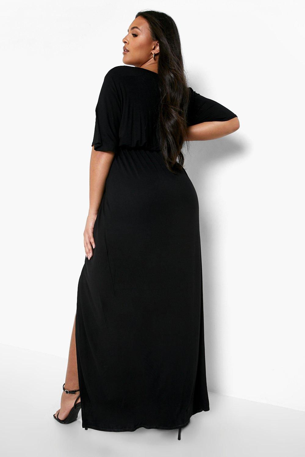 Plus Angel Sleeve Wrap Maxi Dress