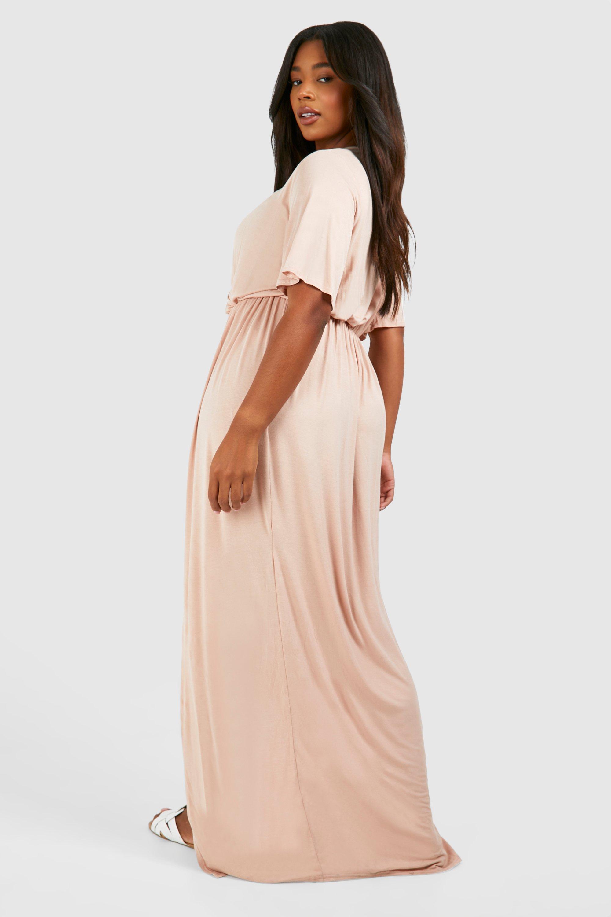 Blush pink maxi dress with sleeves sale