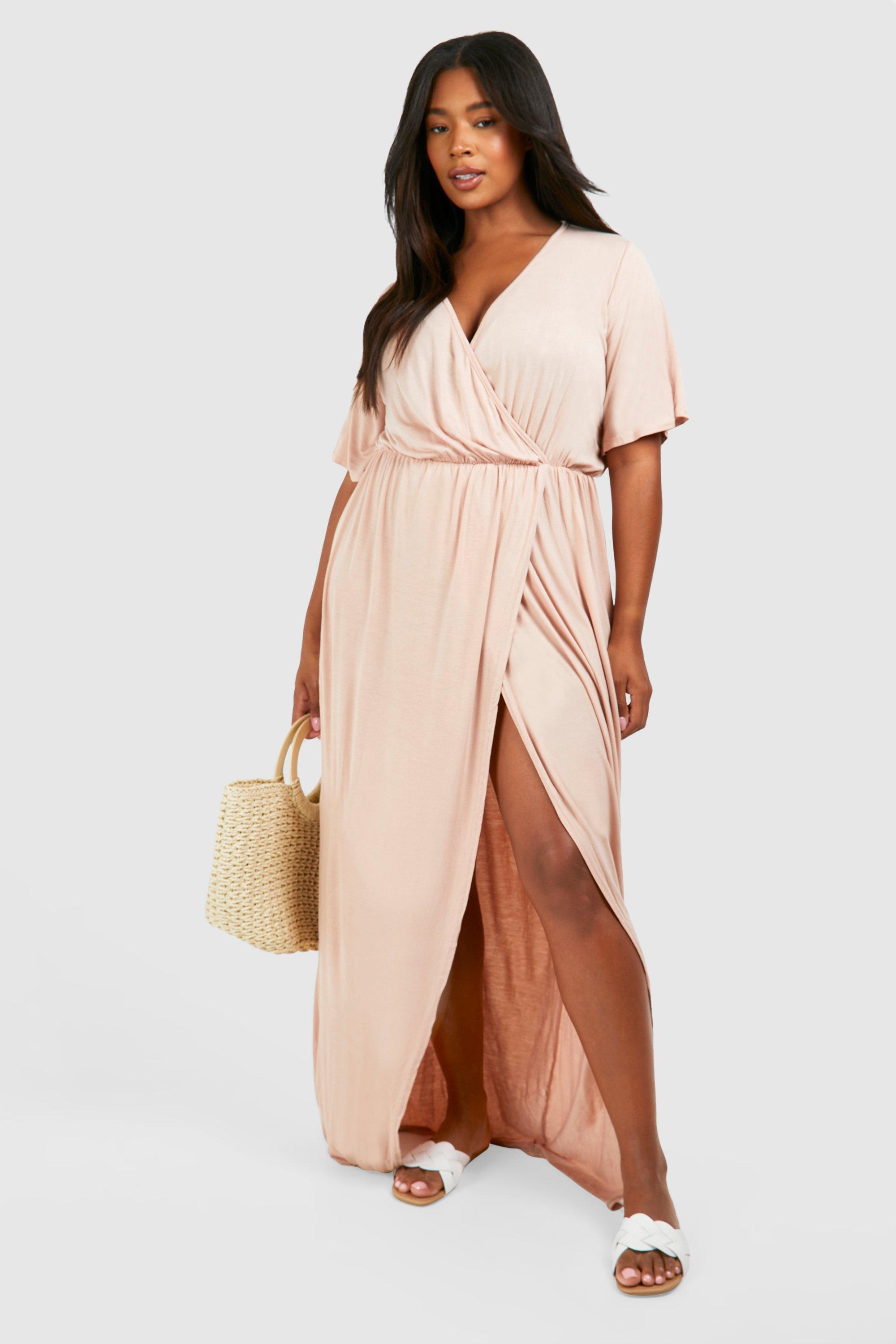 Women's Plus Angel Sleeve Wrap Maxi Dress | Boohoo UK