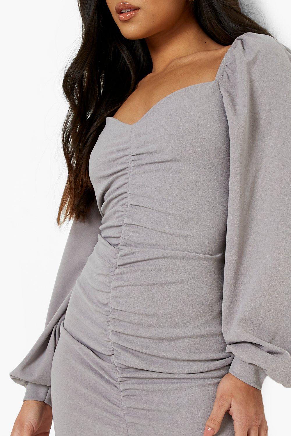 Balloon sleeve ruched dress hotsell