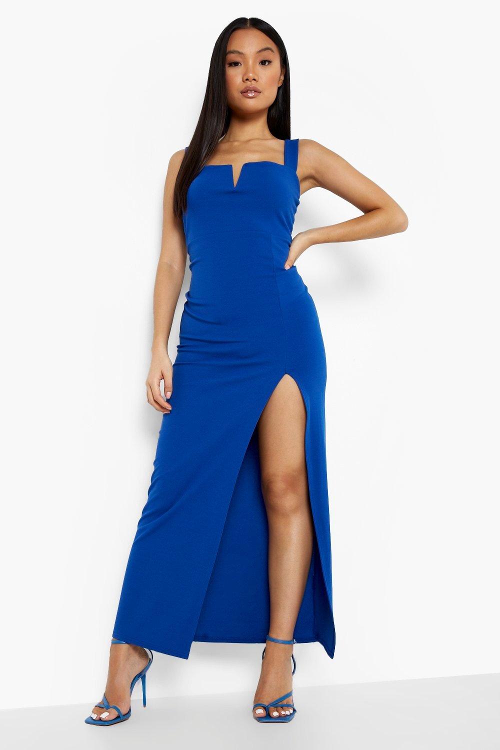 Petite square neck split maxi sale dress