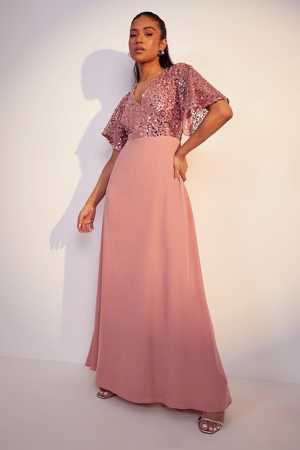 Pink sequin deals bridesmaid dress