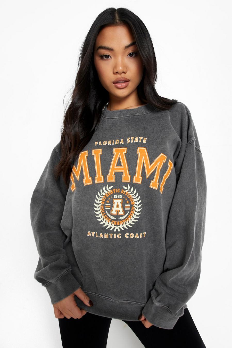 Charcoal Petite Miami Overdye Printed Sweatshirt image number 1
