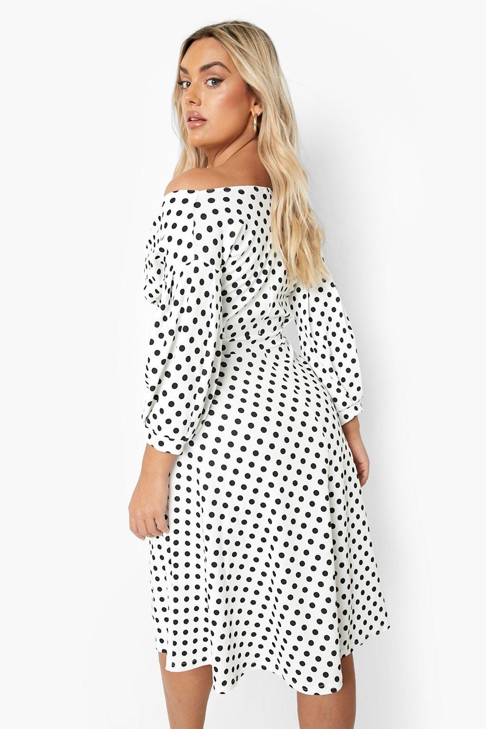 Plus Off Shoulder Wrap Midi Dress