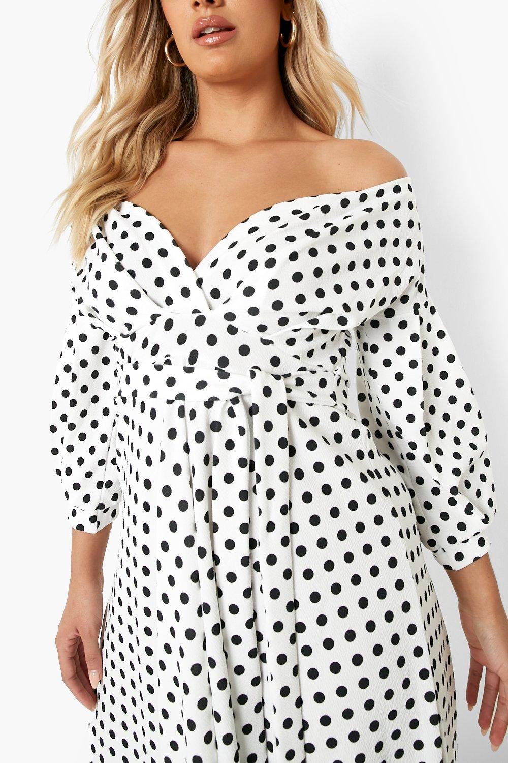 Boohoo plus off the outlet shoulder wrap midi dress