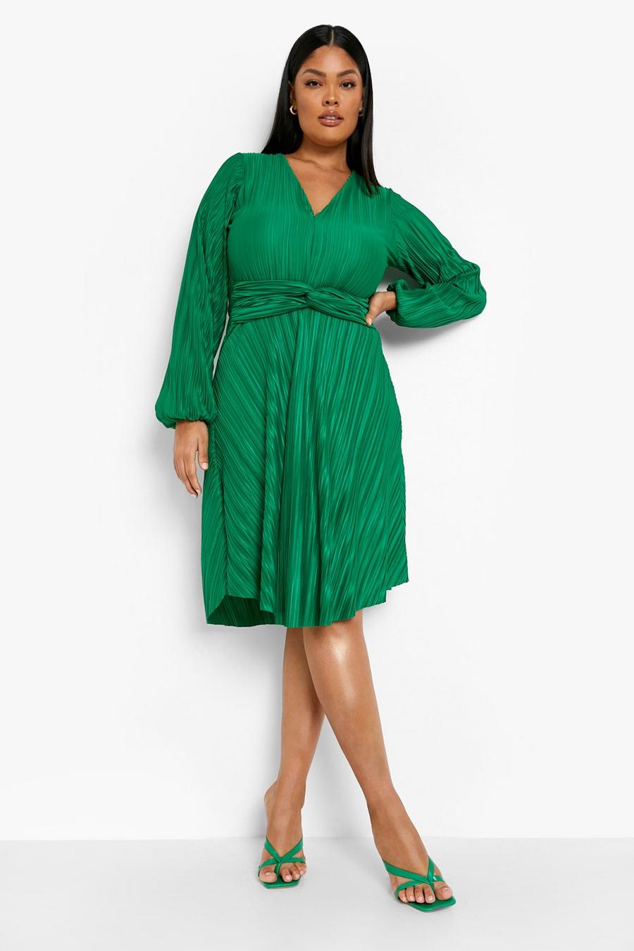 Plus plissiertes Skater-Kleid, Green image number 1