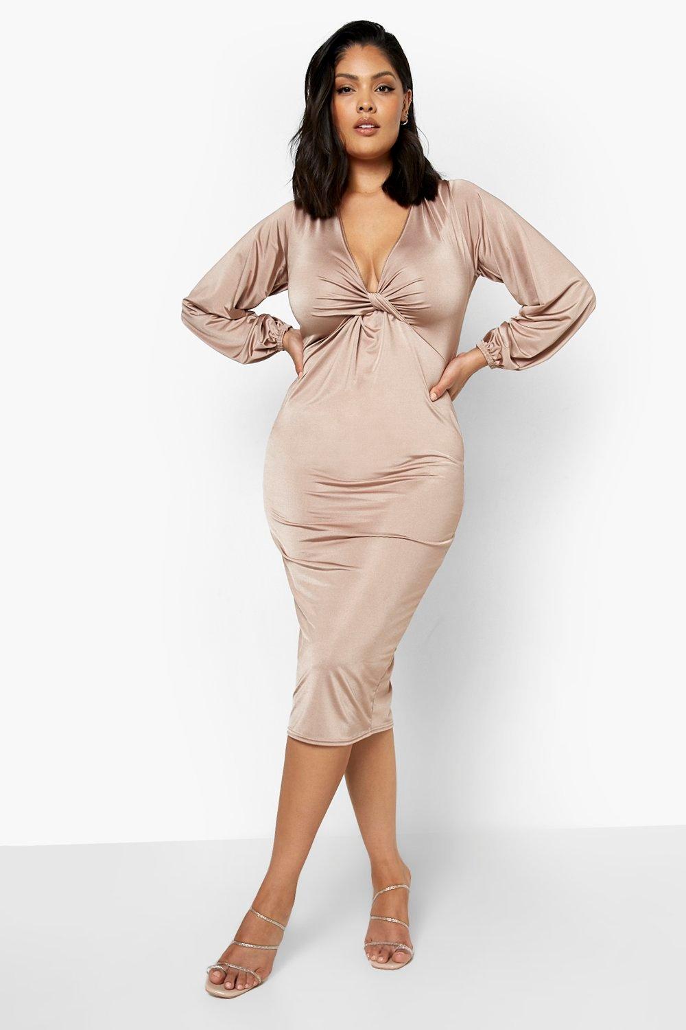 Grande taille Robe fluide effet drap manches ballon boohoo