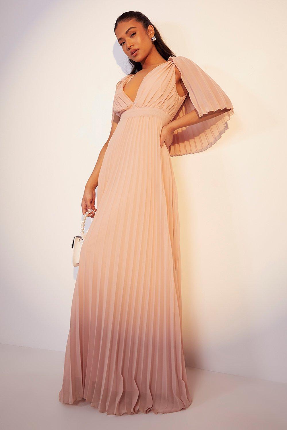 Petite pleated maxi clearance dress