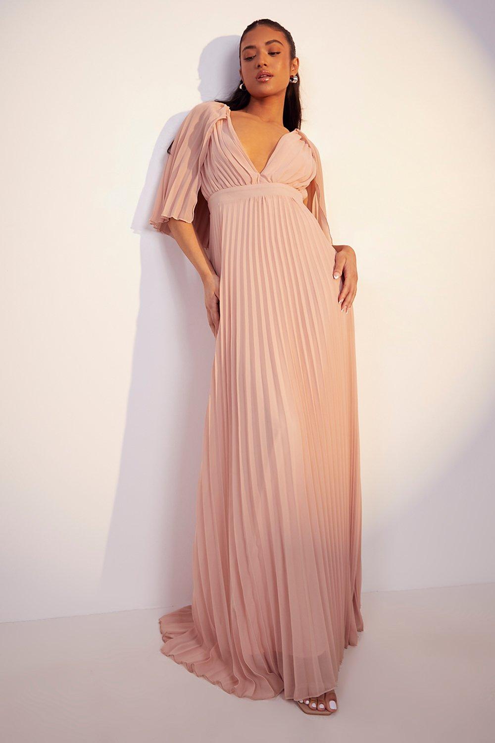 Pleated maxi bridesmaid clearance dress