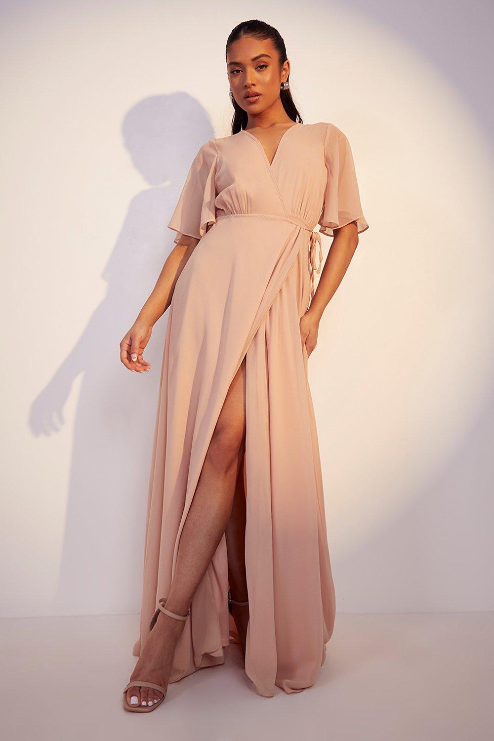 Angel sleeve shop bridesmaid dress