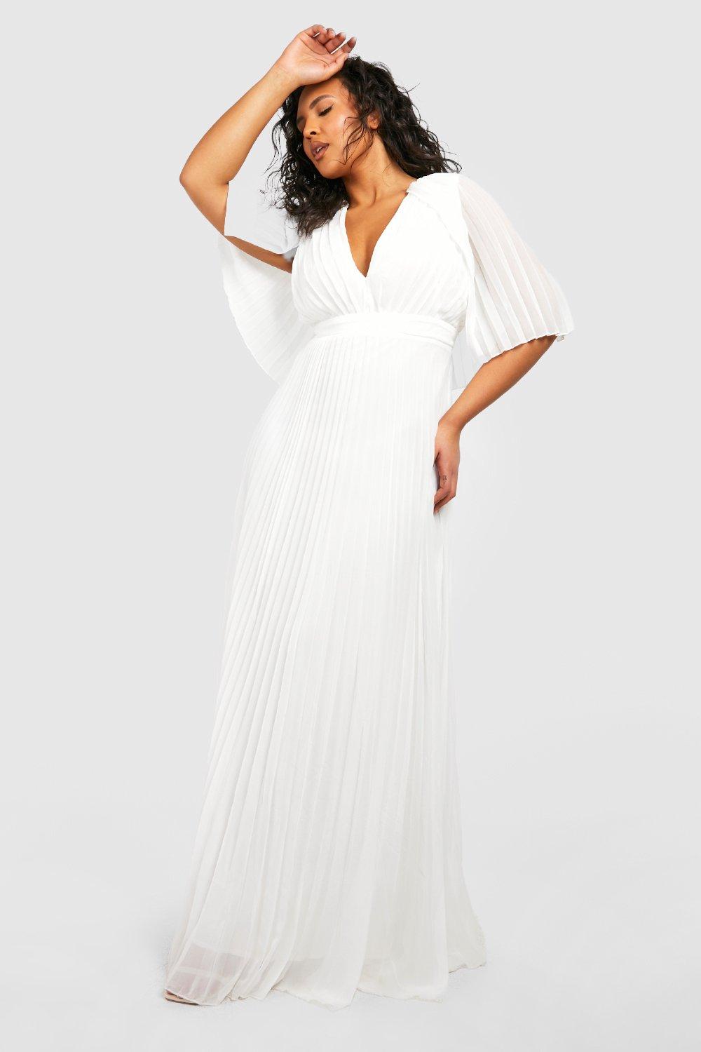 Plus size white dress with cape best sale