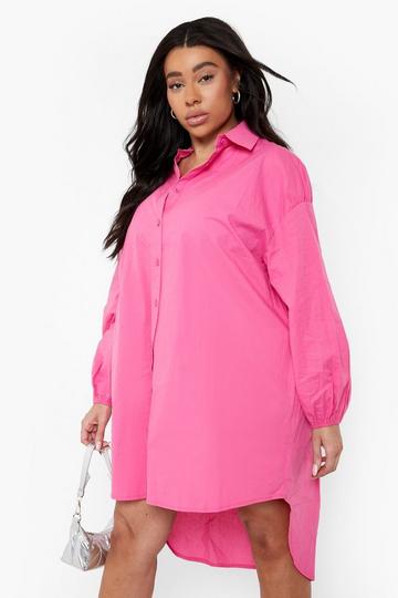 Pink Plus Dipped Hem Woven Shirt Dress