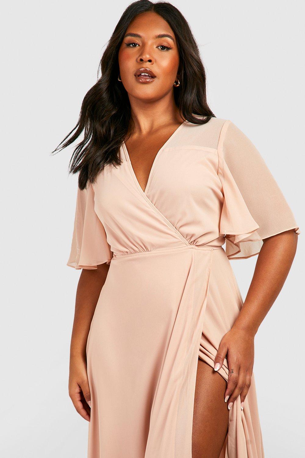 Blush wrap cheap dress long