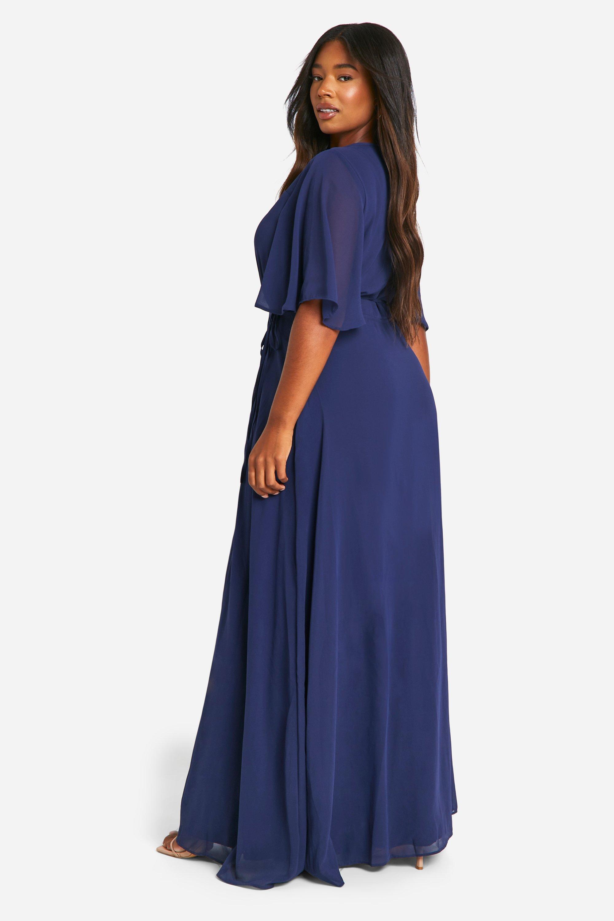Grande taille Robe de demoiselle d honneur cache c ur a manches volantees boohoo FR