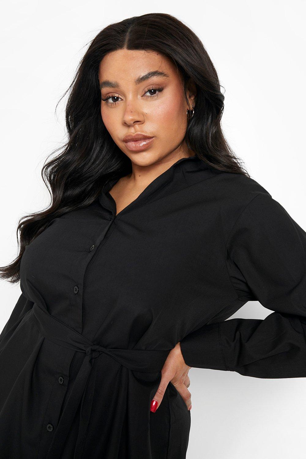 Boohoo black shirt dress on sale