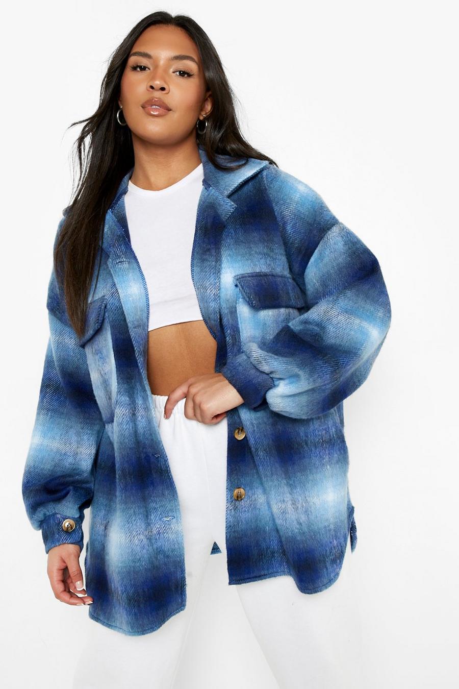 Blue Plus Checked Shacket image number 1