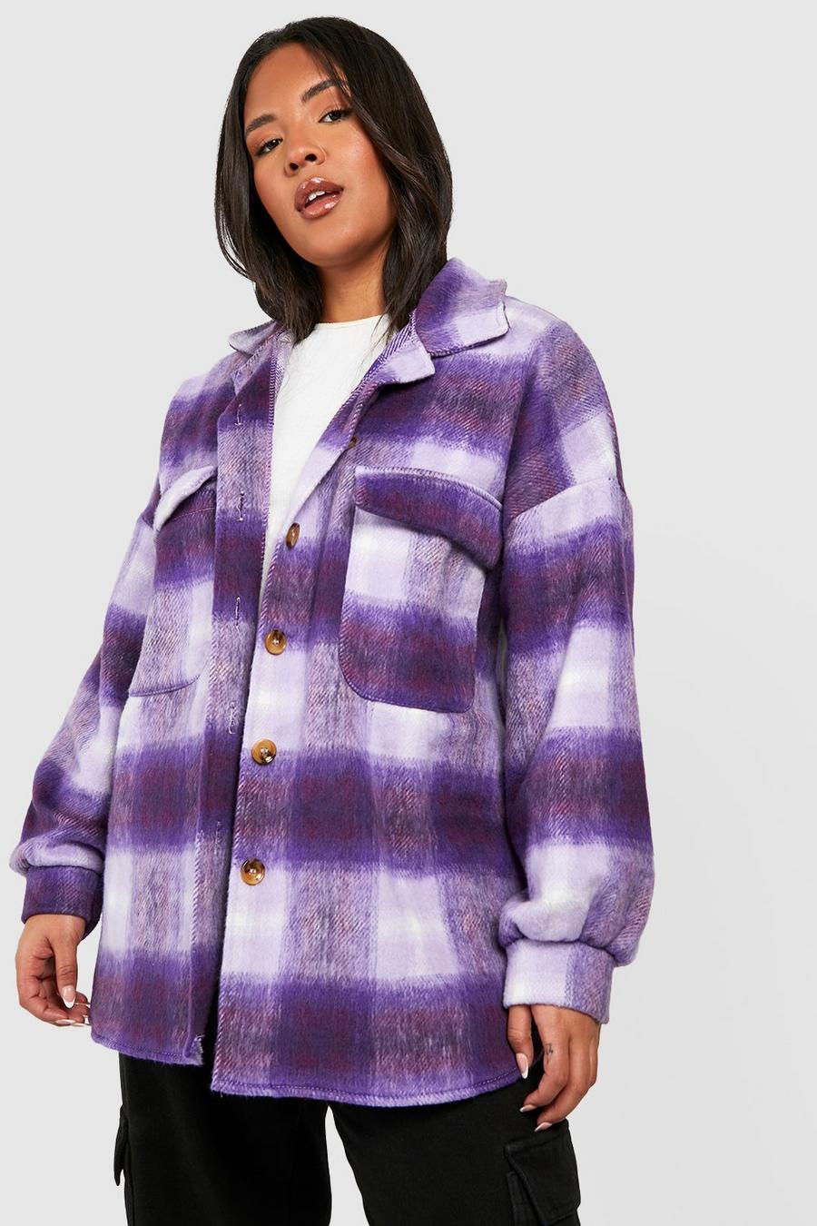 Purple Plus Checked Shacket image number 1