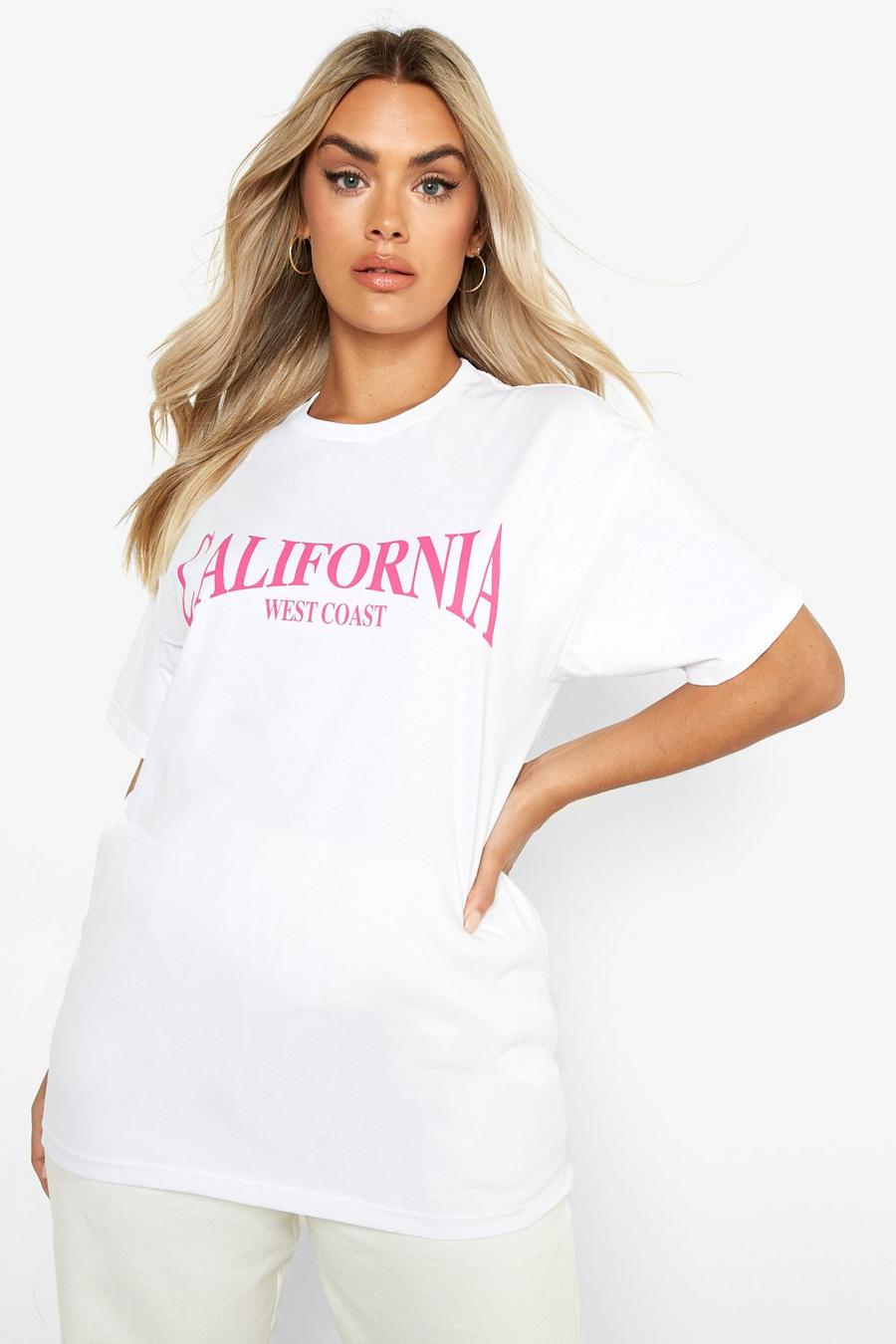 Plus Oversize T-Shirt mit California West Coast Print, White image number 1