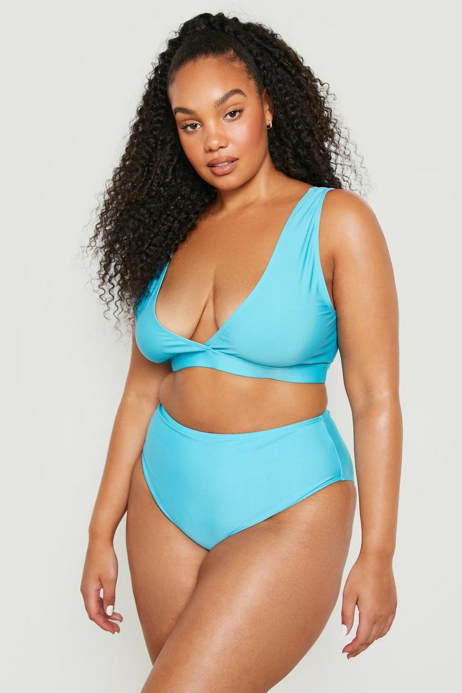 Slip bikini Plus Size Mix & Match a vita alta, Aqua image number 1