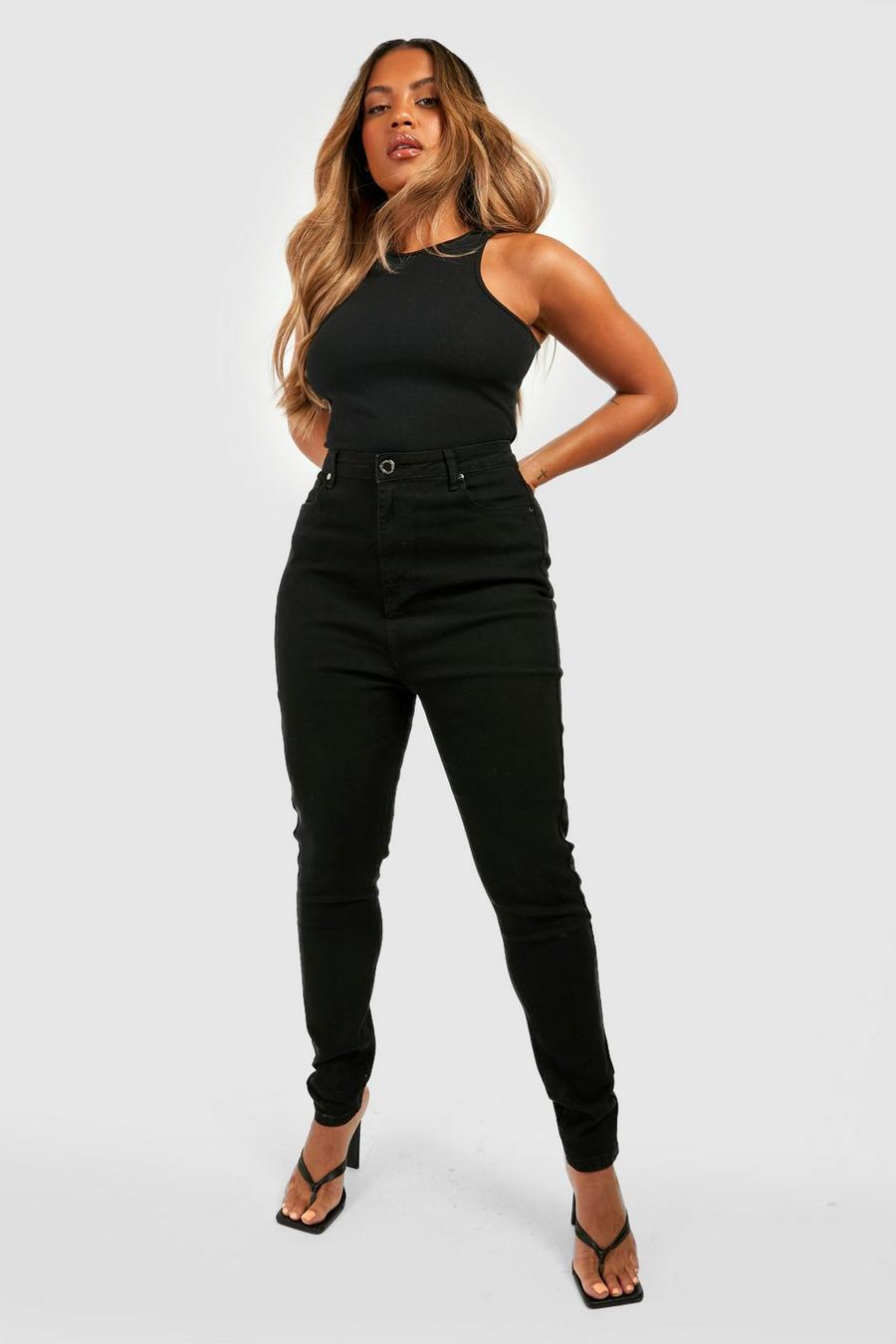 Black svart Plus - Stretchiga skinny jeans i 5-femficksmodell