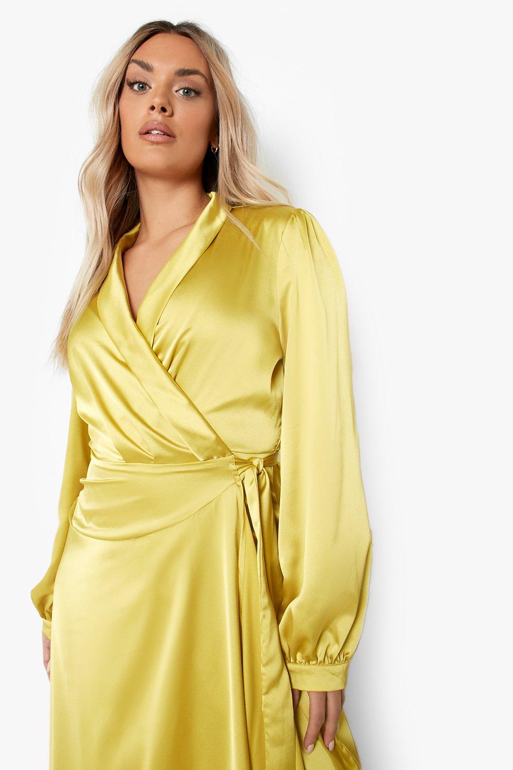 Satin belted clearance wrap maxi dress