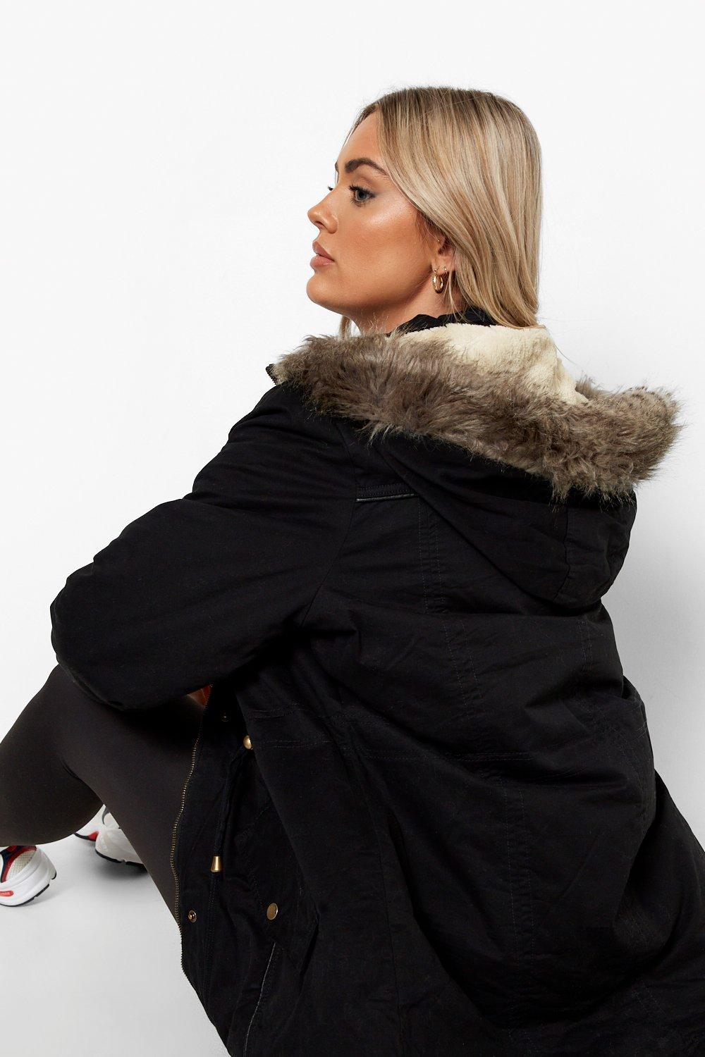 Parka coat with fur hot sale hood