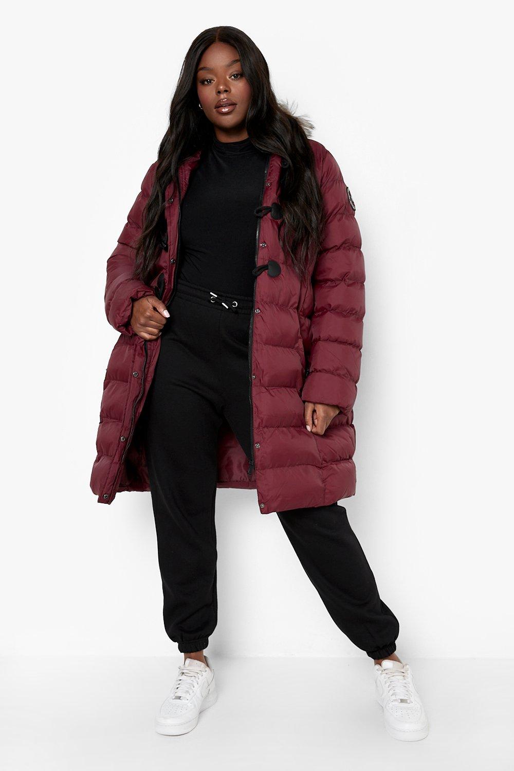 Boohoo padded coat with faux fur hood online