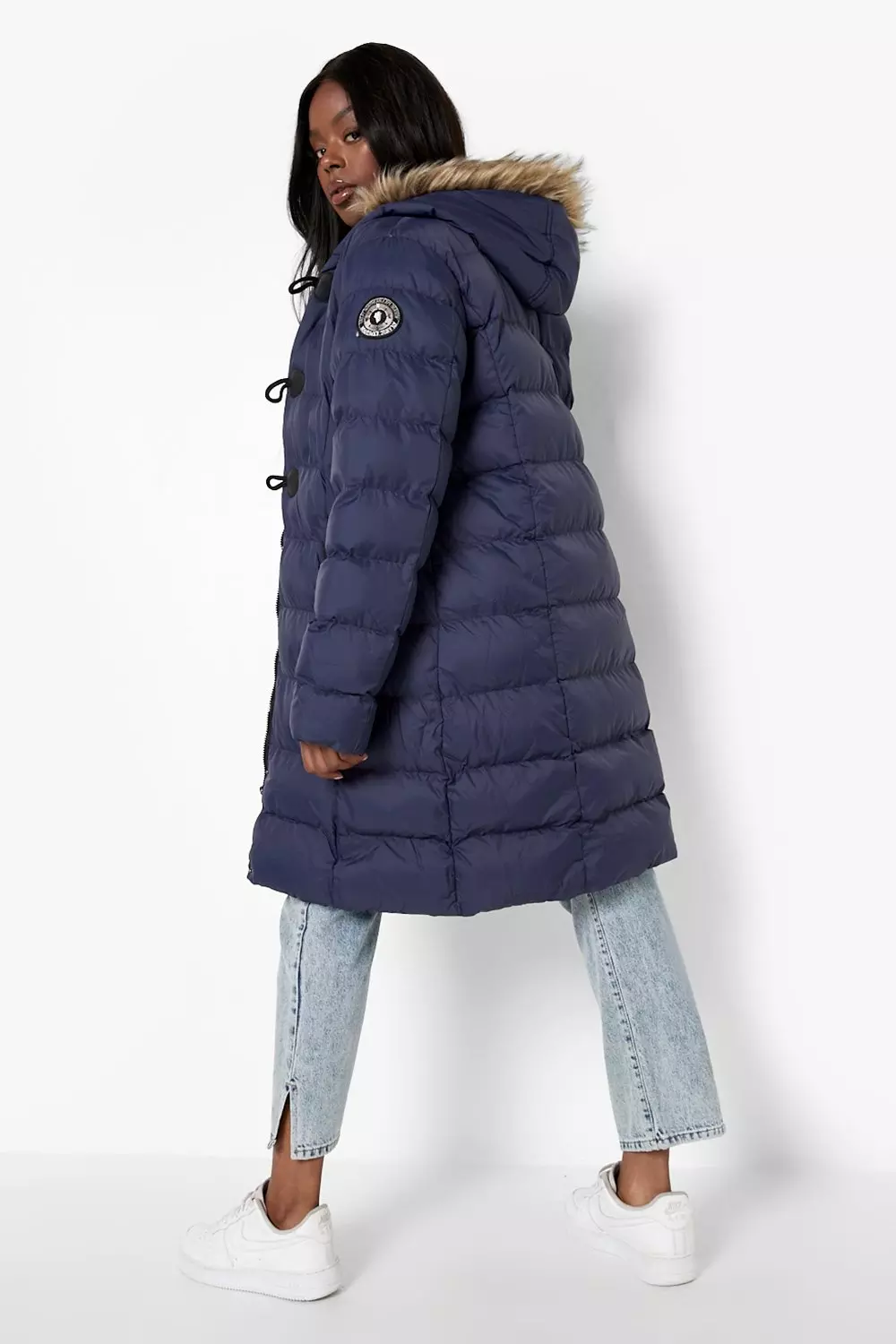 Brave soul wizard long padded coat with faux fur hood online