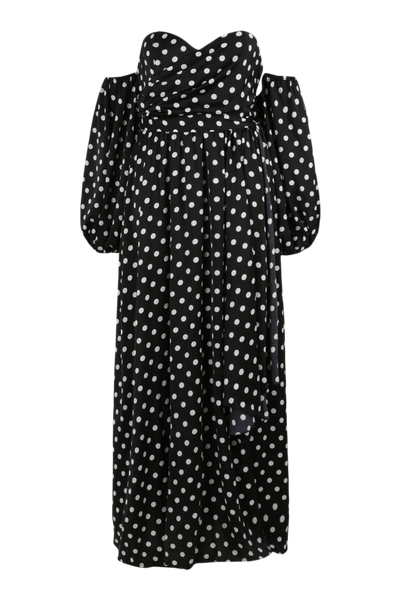 boohoo black Plus Polka Dot Off The Shoulder Maxi Dress
