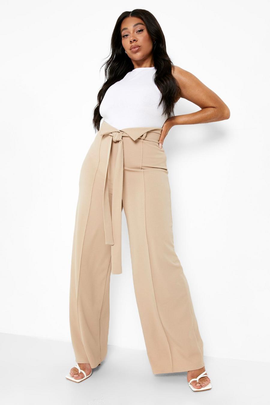 Stone Plus High Waist Belted Wide Leg Pants image number 1