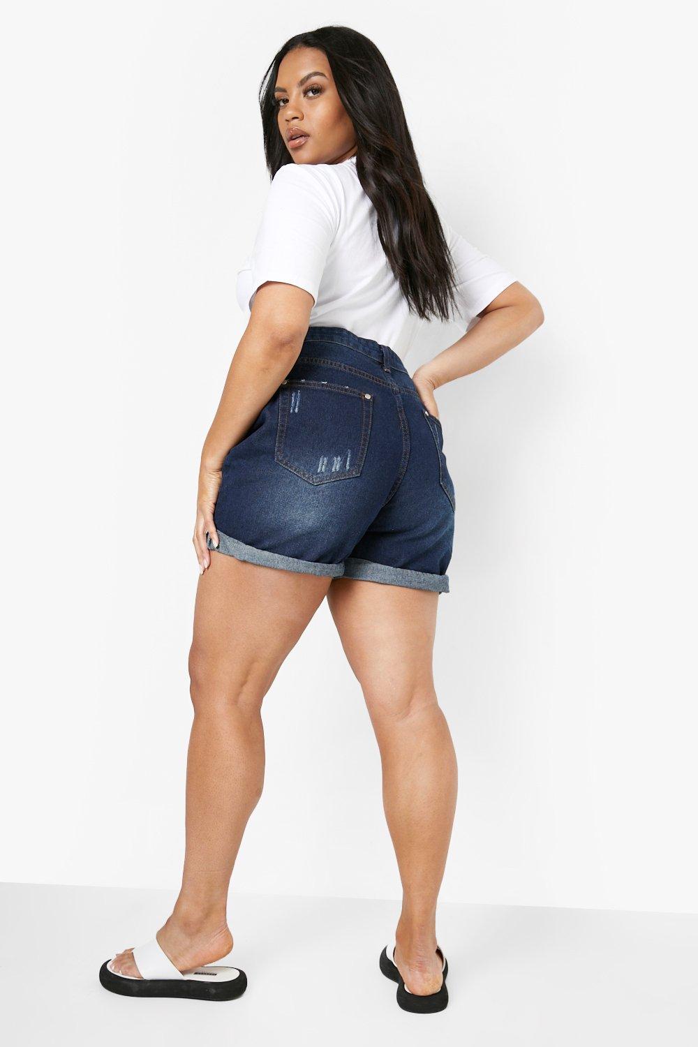 Grande taille Short en jean taille haute