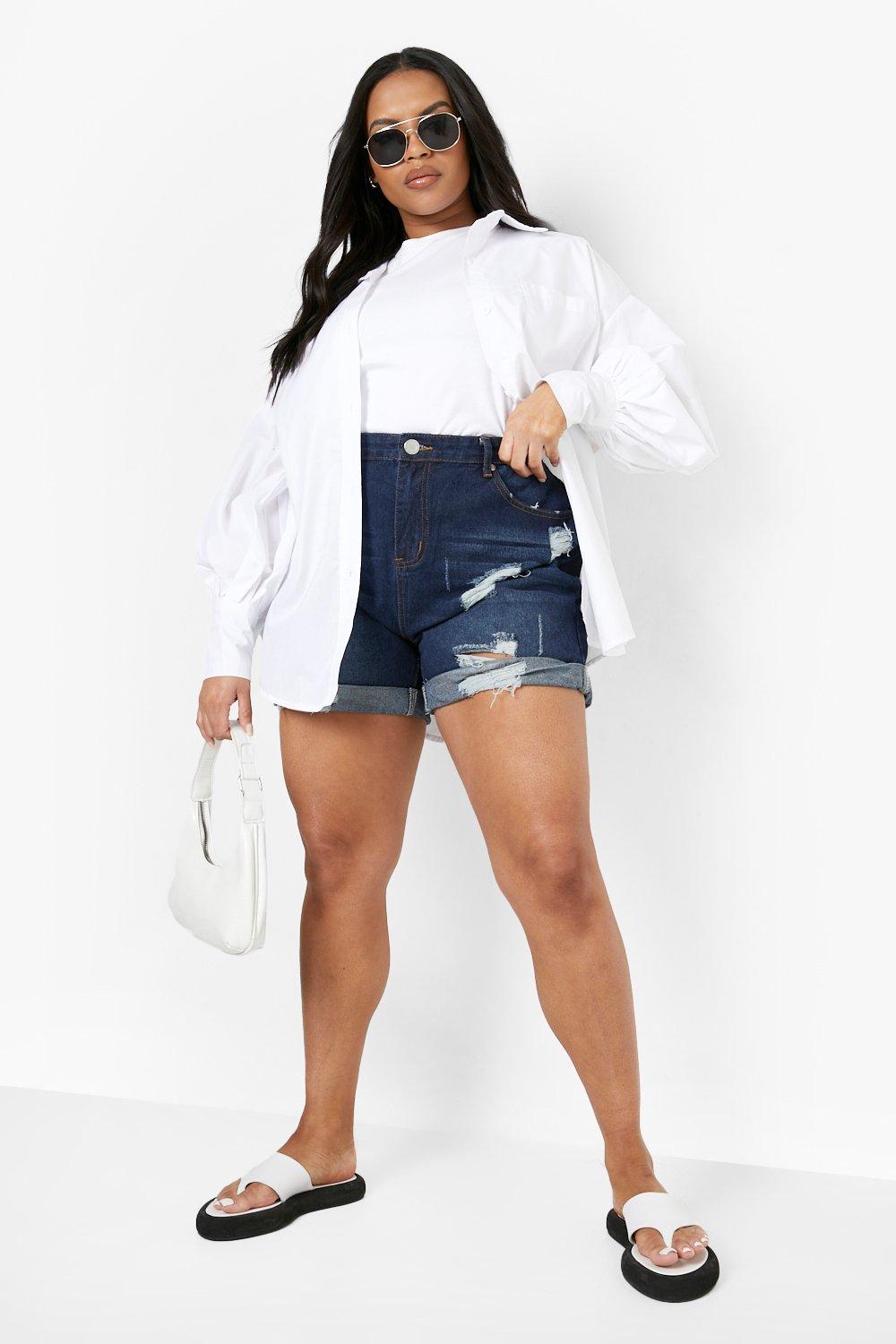 Women's Plus Turn Up Denim Short