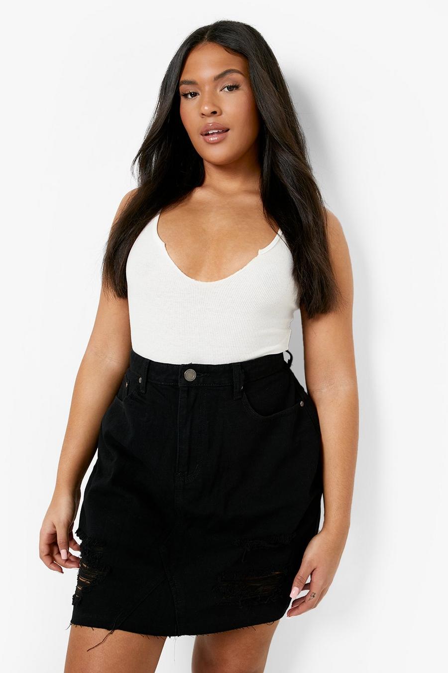 Grande taille - Jupe en jean style western à déchirures | boohoo