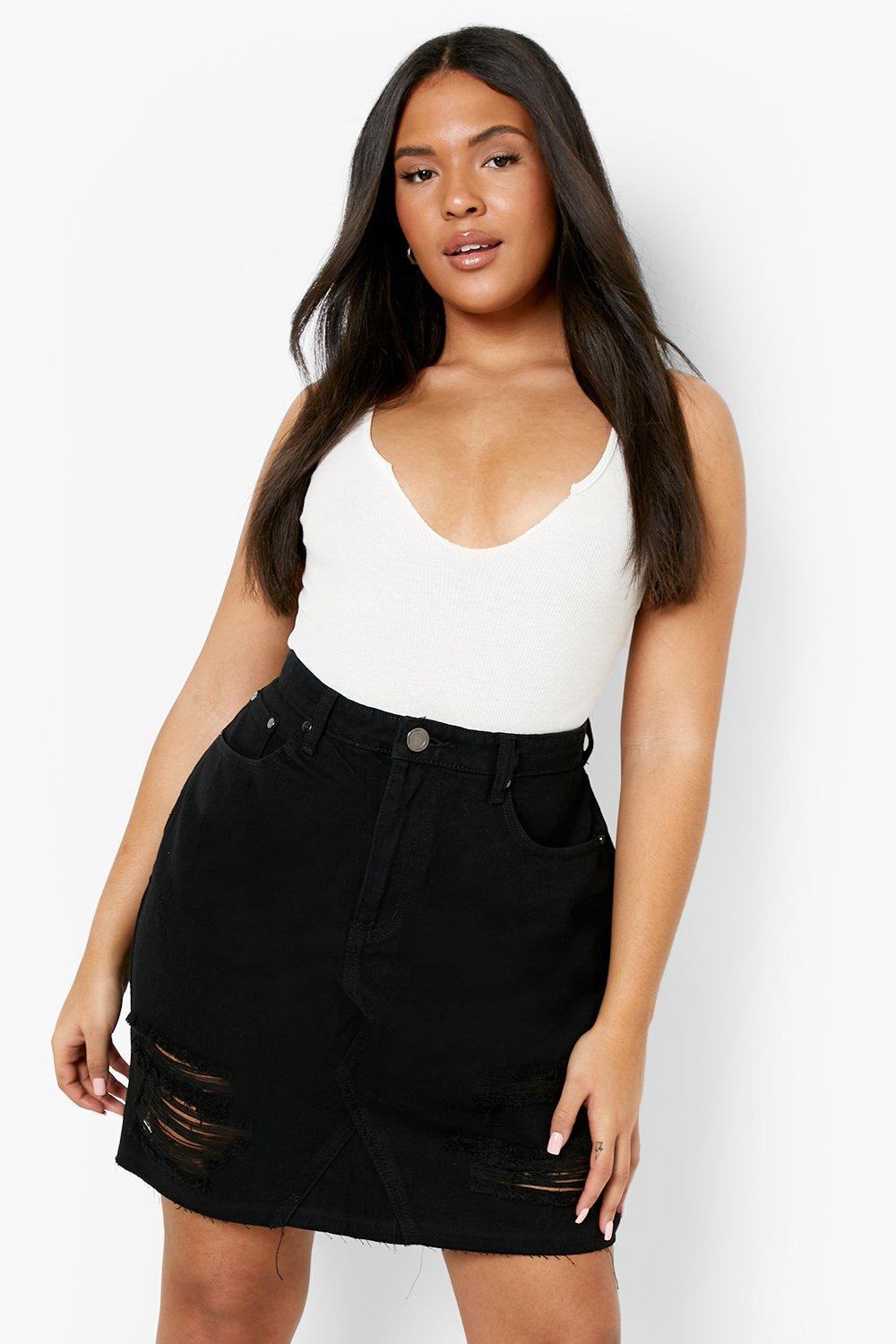 Distressed denim 2025 skirt plus size