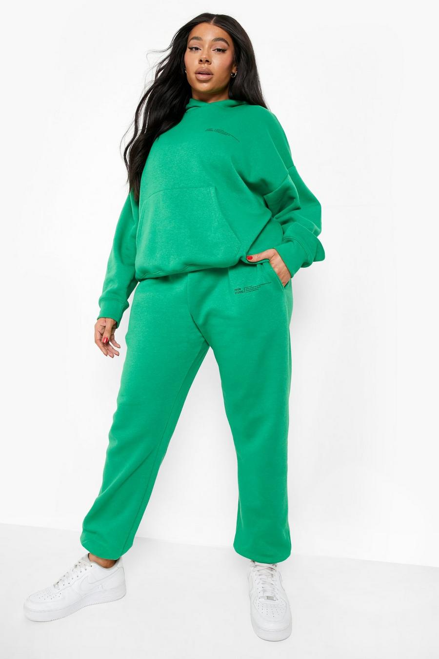 Chándal Plus con sudadera con capucha y texto Official, Green verde
