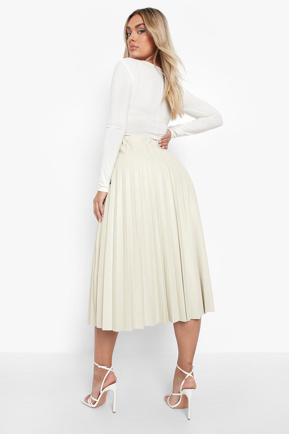 Pleated midi shop skirt boohoo