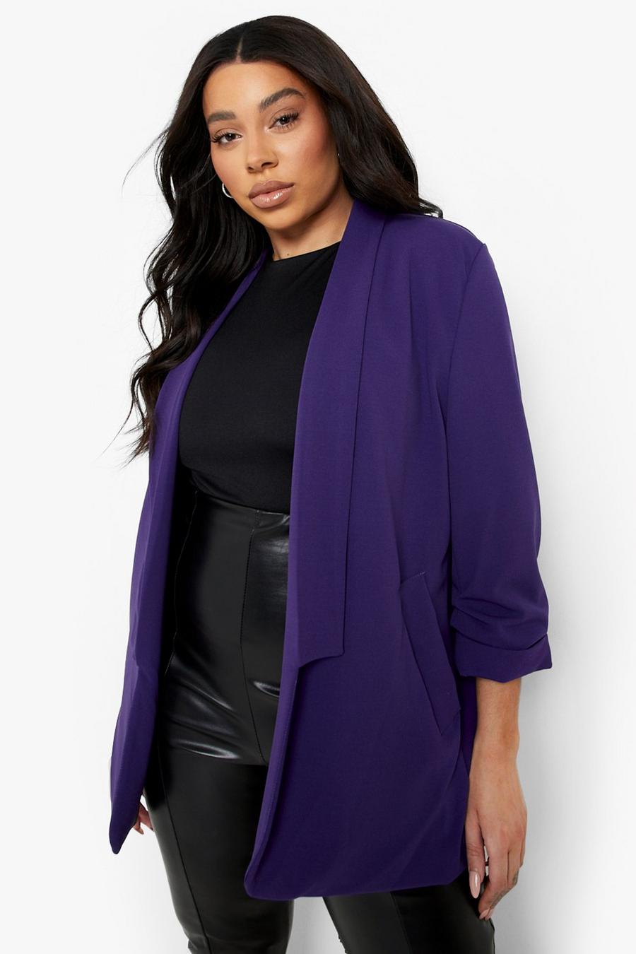 Purple Plus Ruched Sleeve Blazer image number 1