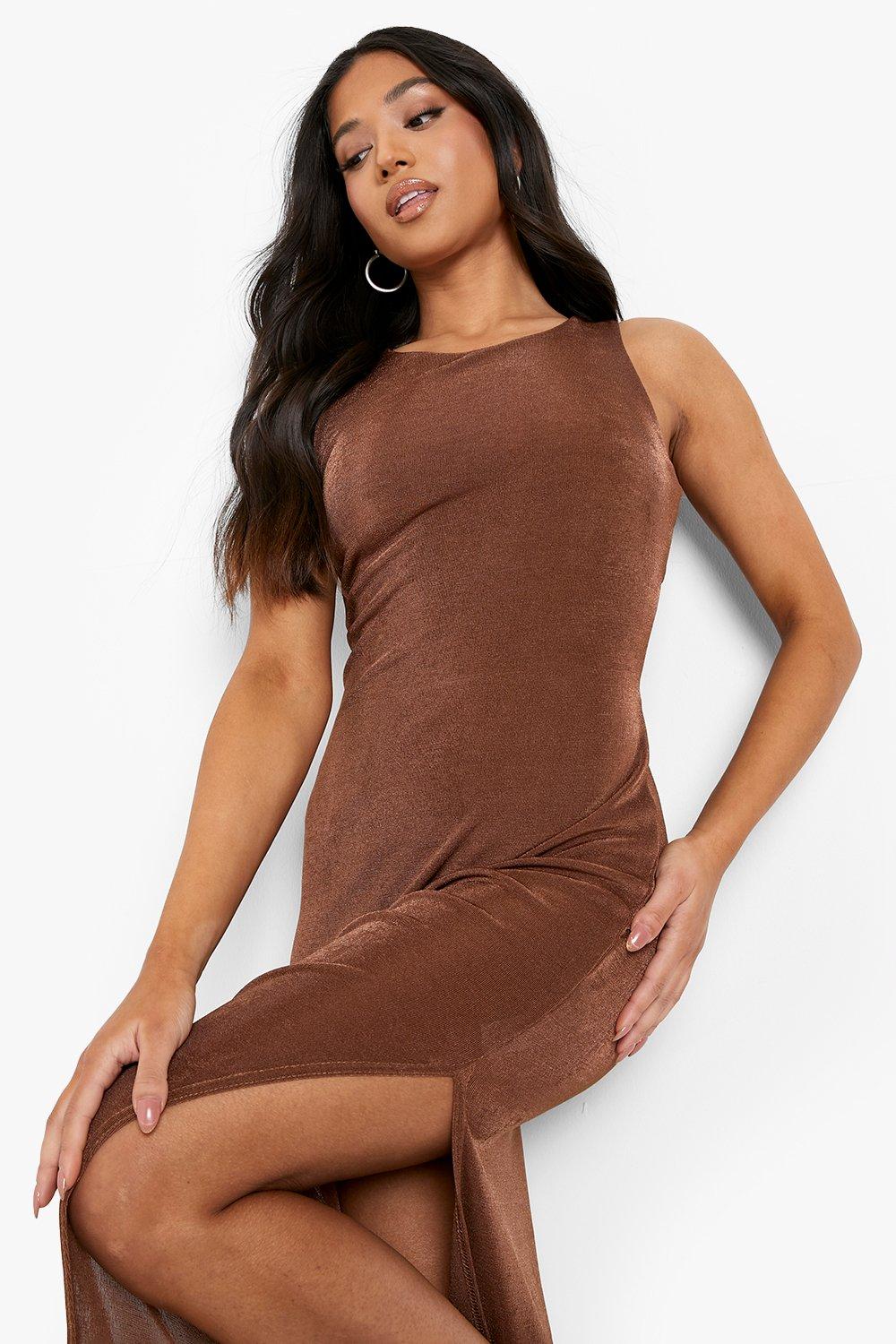 brown racer dress