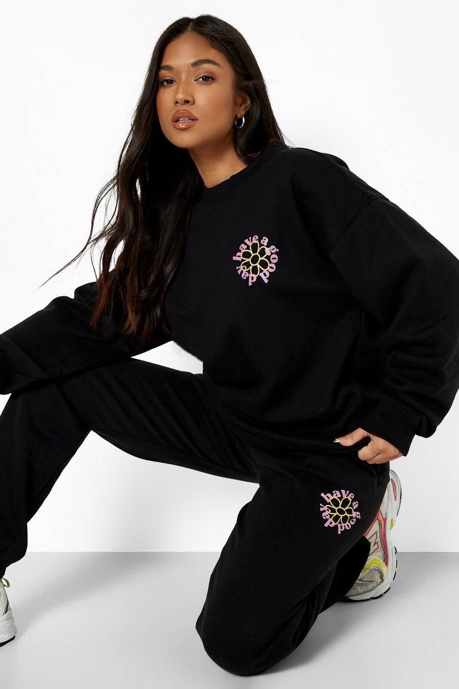 Black Petite - Oversize mysdress med sweatshirt och tryck bak image number 1