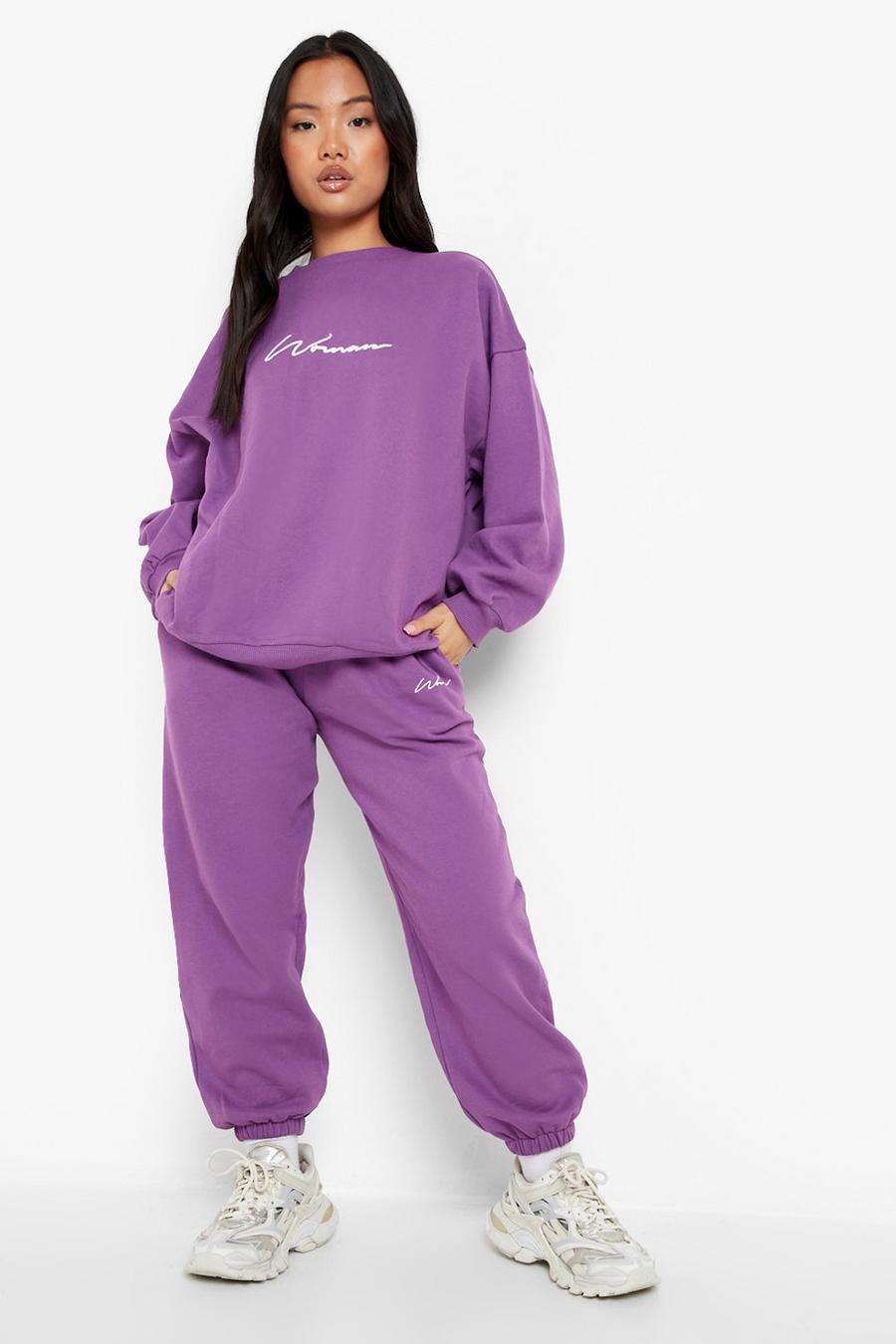 Orchid purple Petite Woman Oversized Printed Jogger