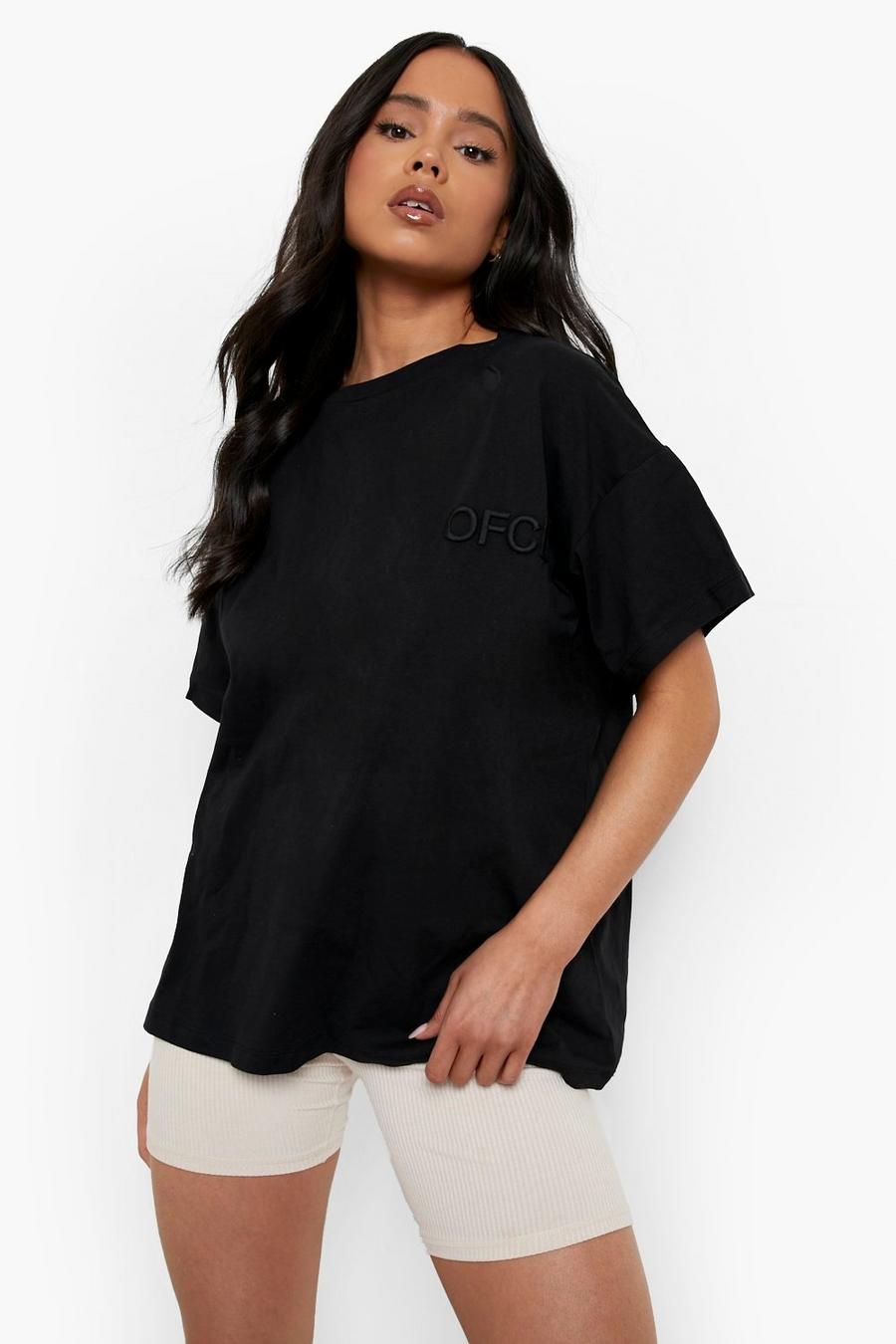 T-shirt Petite Ofcl con ricami, Black negro