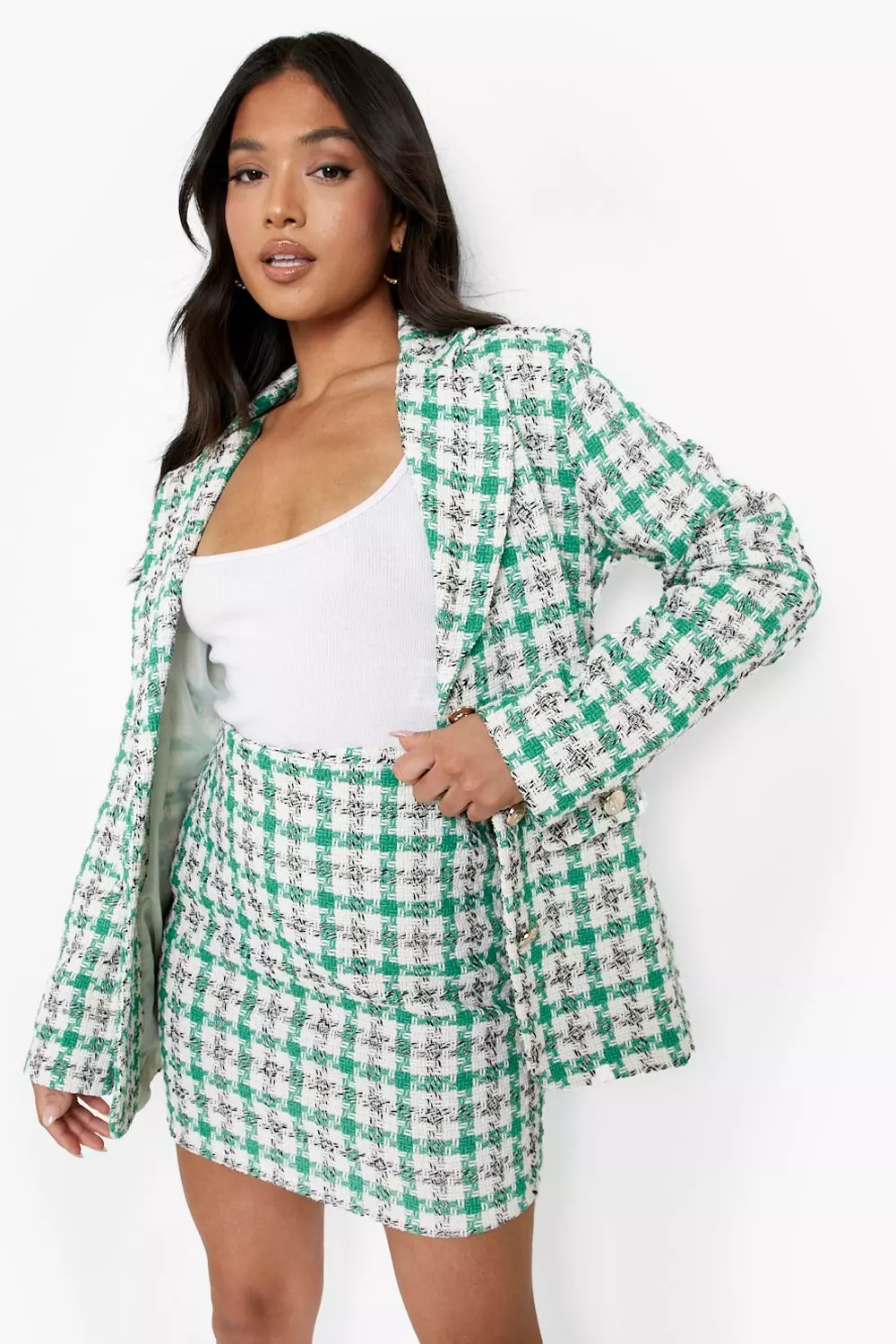 Green check 2024 mini skirt