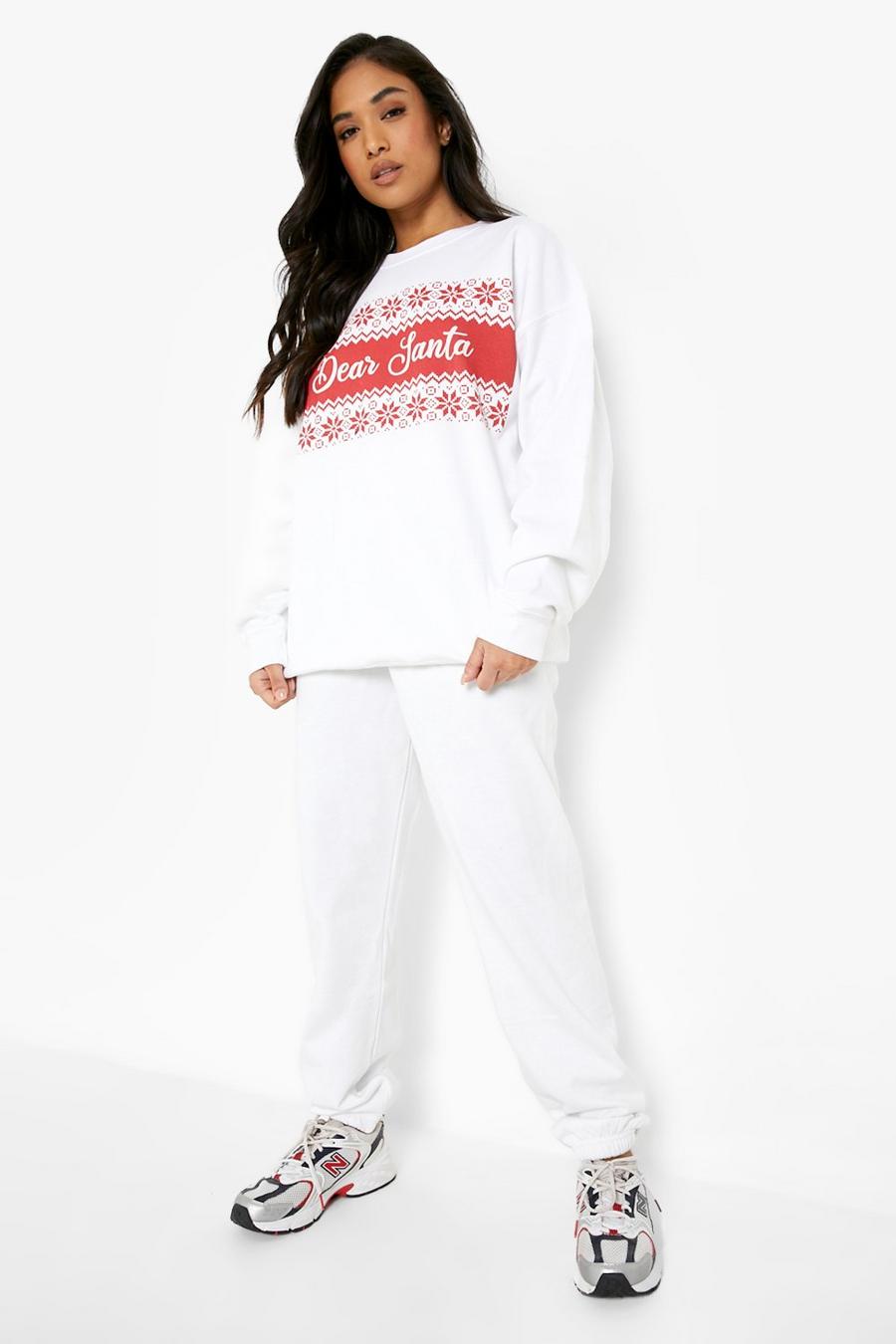 Petite Sweatshirt-Trainingsanzug mit Dear Santa Print, White image number 1