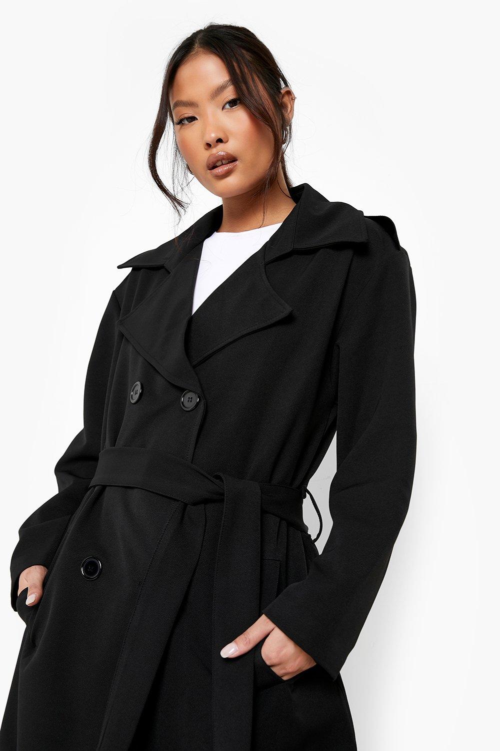 Black mid length store coat womens