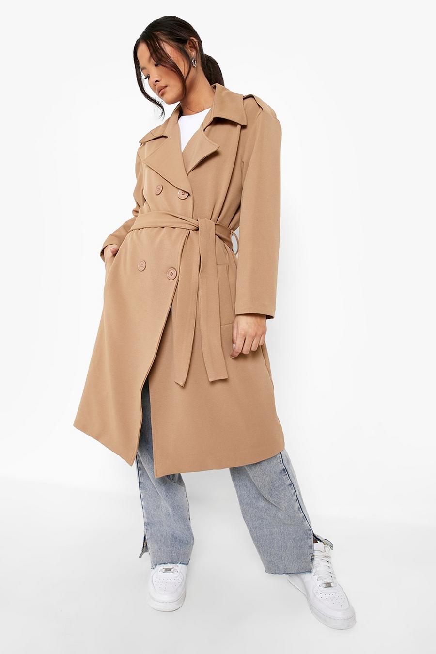 Camel Petite Relaxed Mid Length Trench Coat image number 1