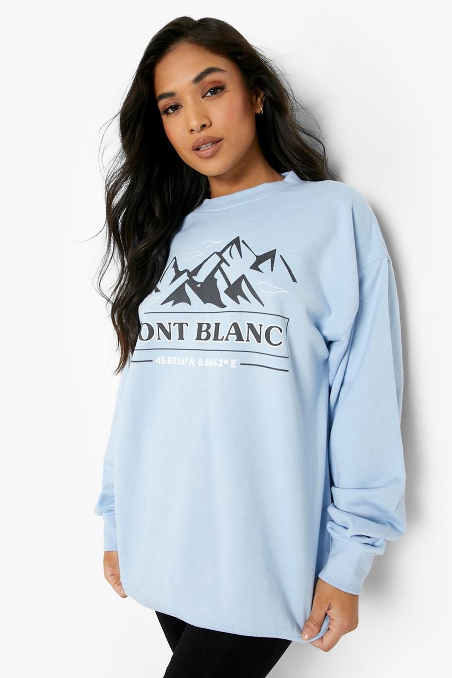 Felpa Petite con stampa Mont Blanc, Pale blue image number 1