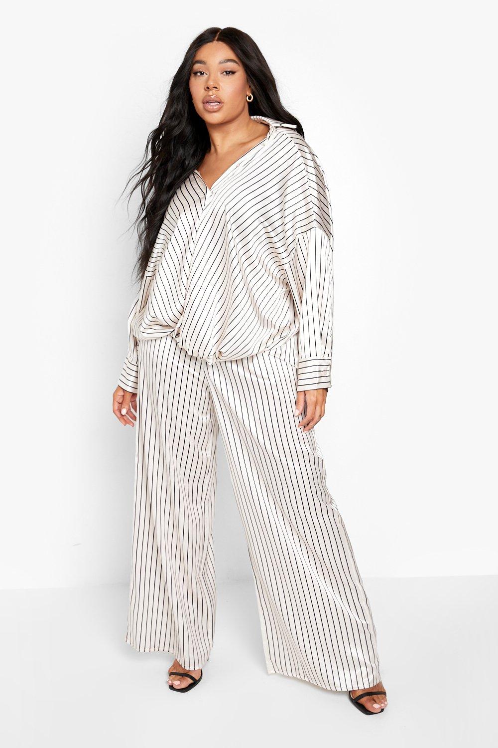 Plus size white wide leg outlet trousers