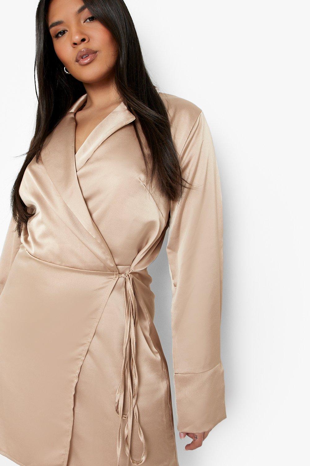 boohoo satin wrap dress