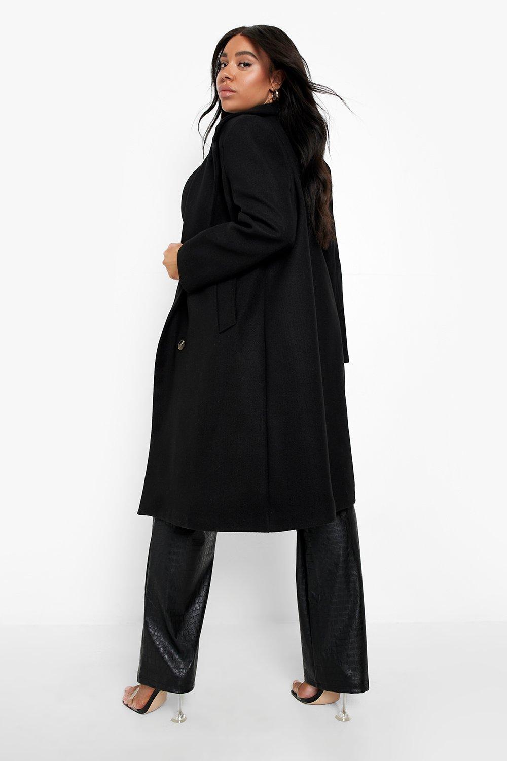 Women's Plus Double Breasted Wool Look Coat