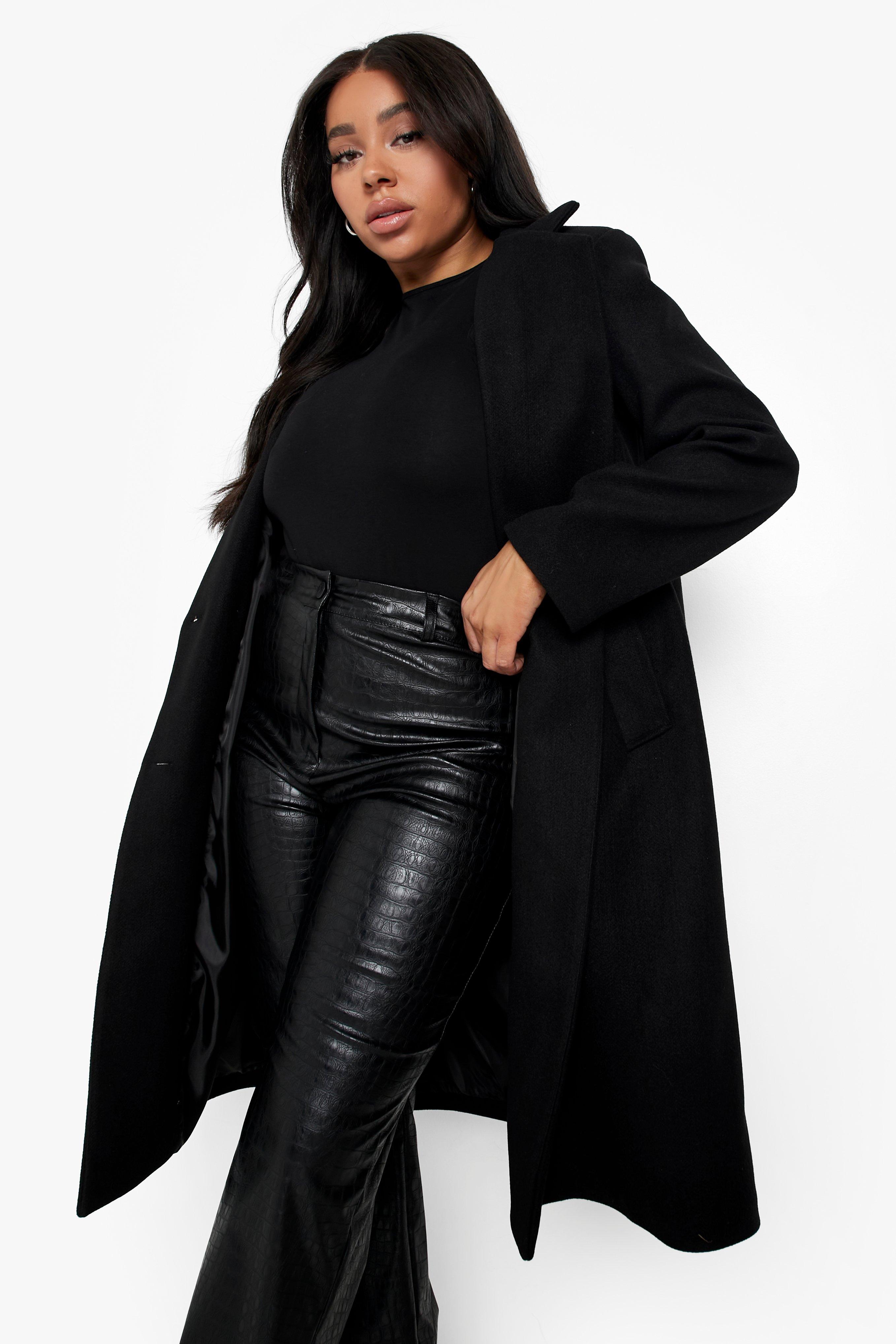 Boohoo long hotsell black coat